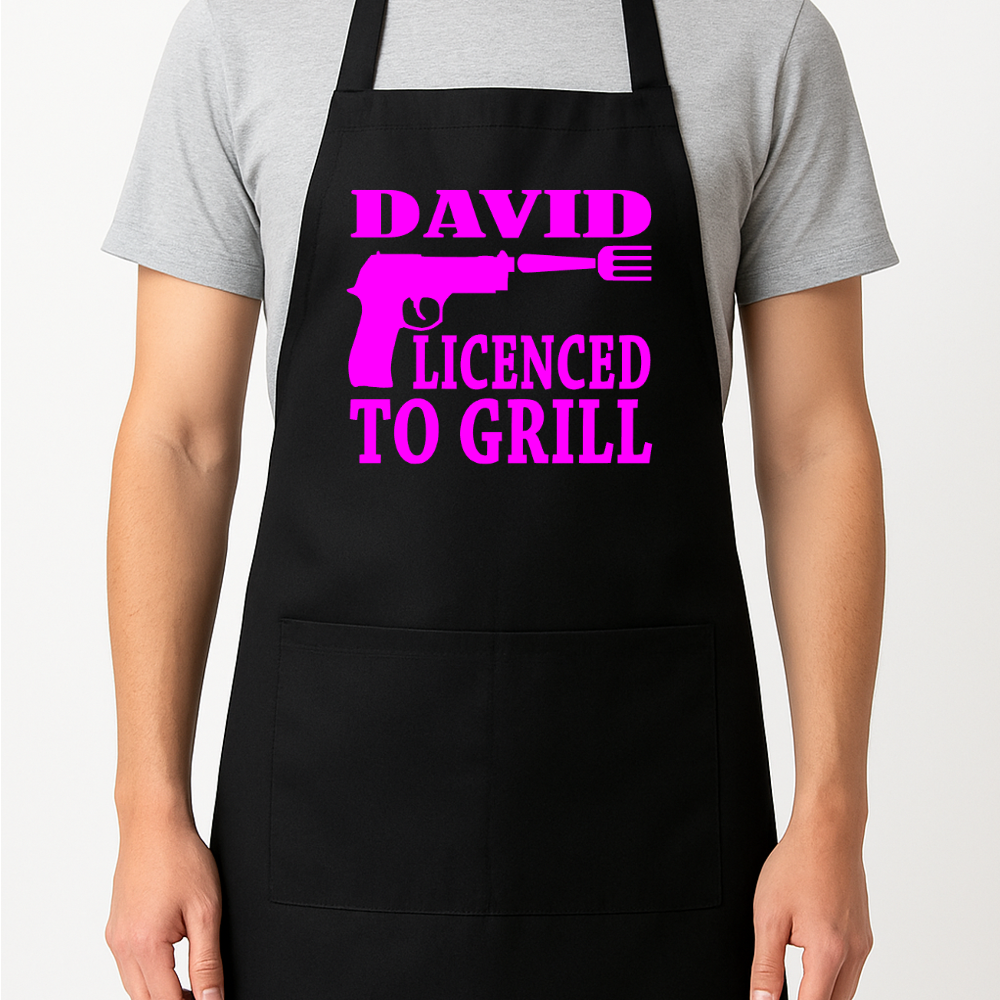 Licenced to Grill Personalised Apron Gift Present Barbeque