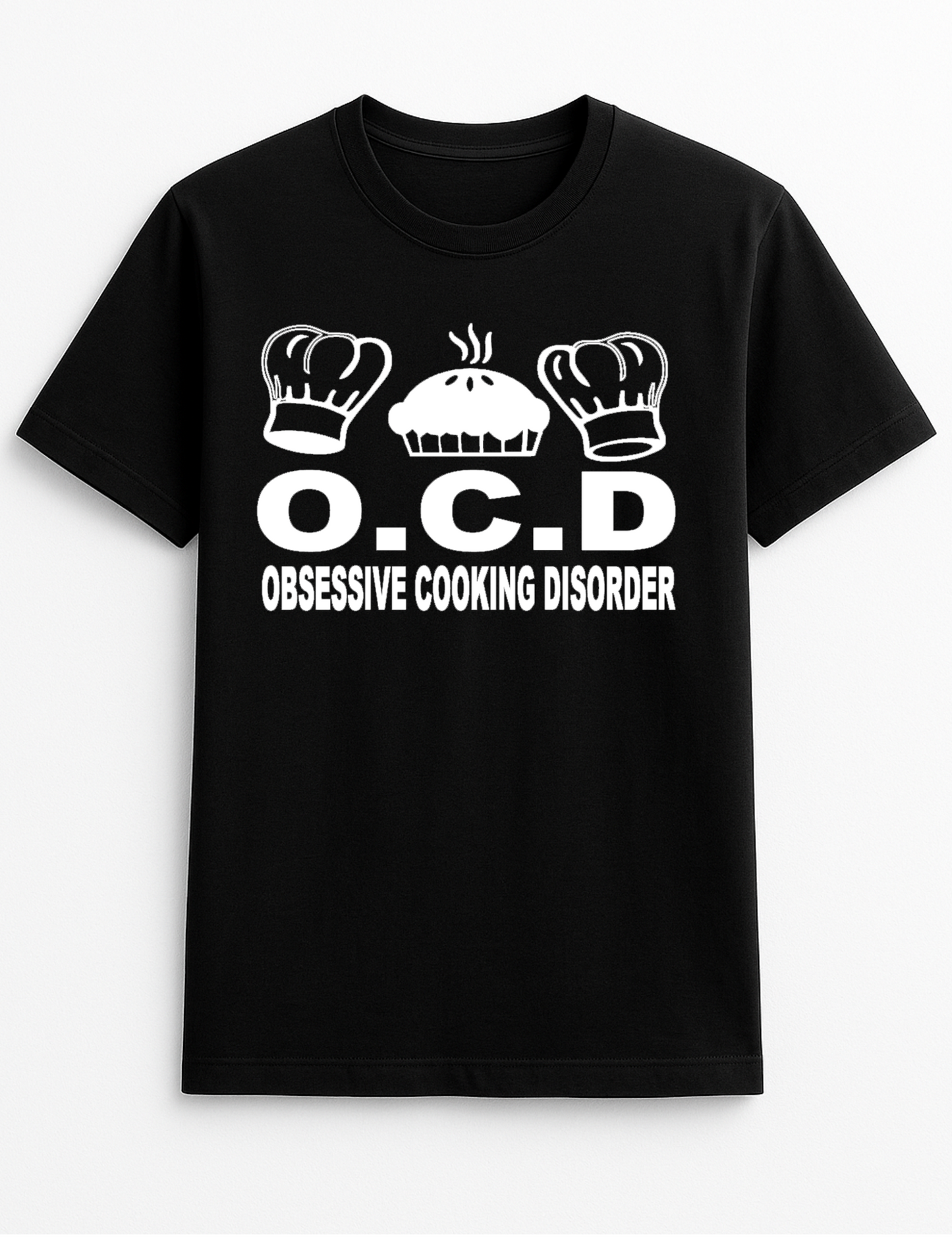 O.C.D.'Obsessive Cooking Disorder' Slogan Funny Humour Slogan Personalised Colours Unisex T-Shirt Gift Black