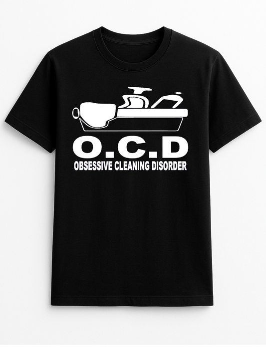 Obsessive Cleaning Disorder Humorous Funny Slogan Personalised Colours Unisex T-Shirt Gift Black