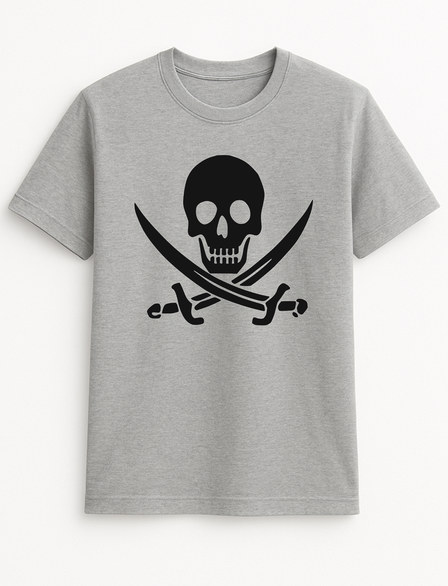 Jolly Roger Pirate Skull and Crossed Swords Slogan Funny Humour Slogan Personalised Colours Unisex T-Shirt Gift Black