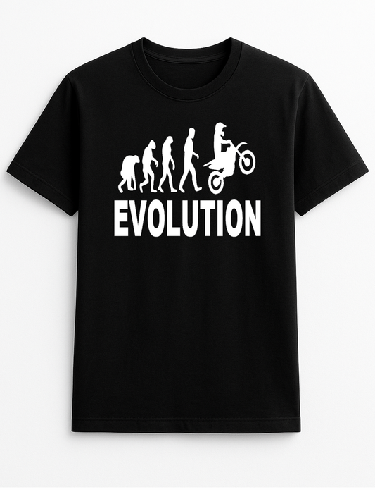 Evolution Motocross Humorous Funny Slogan Personalised Colours Unisex T-Shirt Gift Black