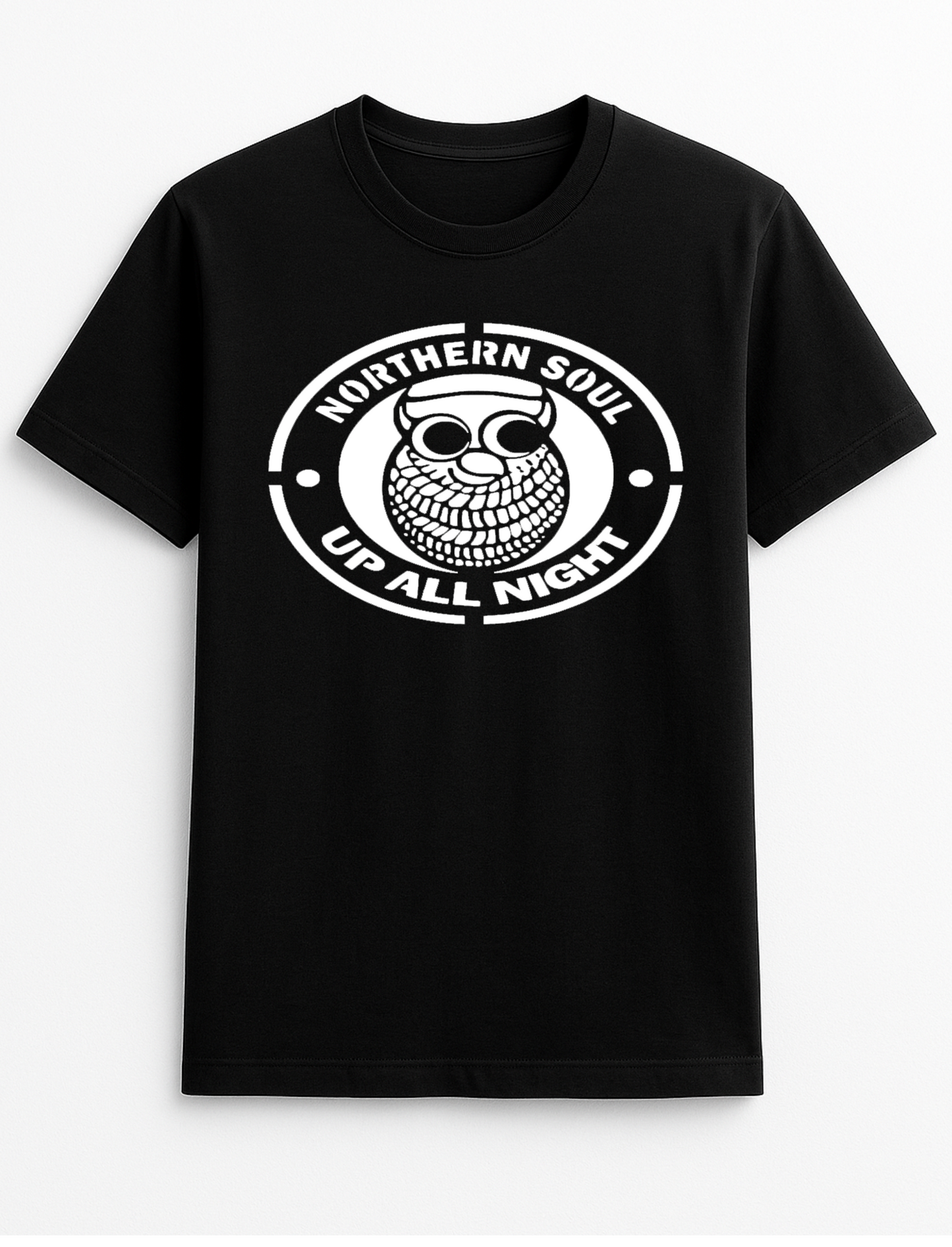 Northern Soul Owl Music Personalised Colours Unisex T-Shirt Top Tee Gift Black