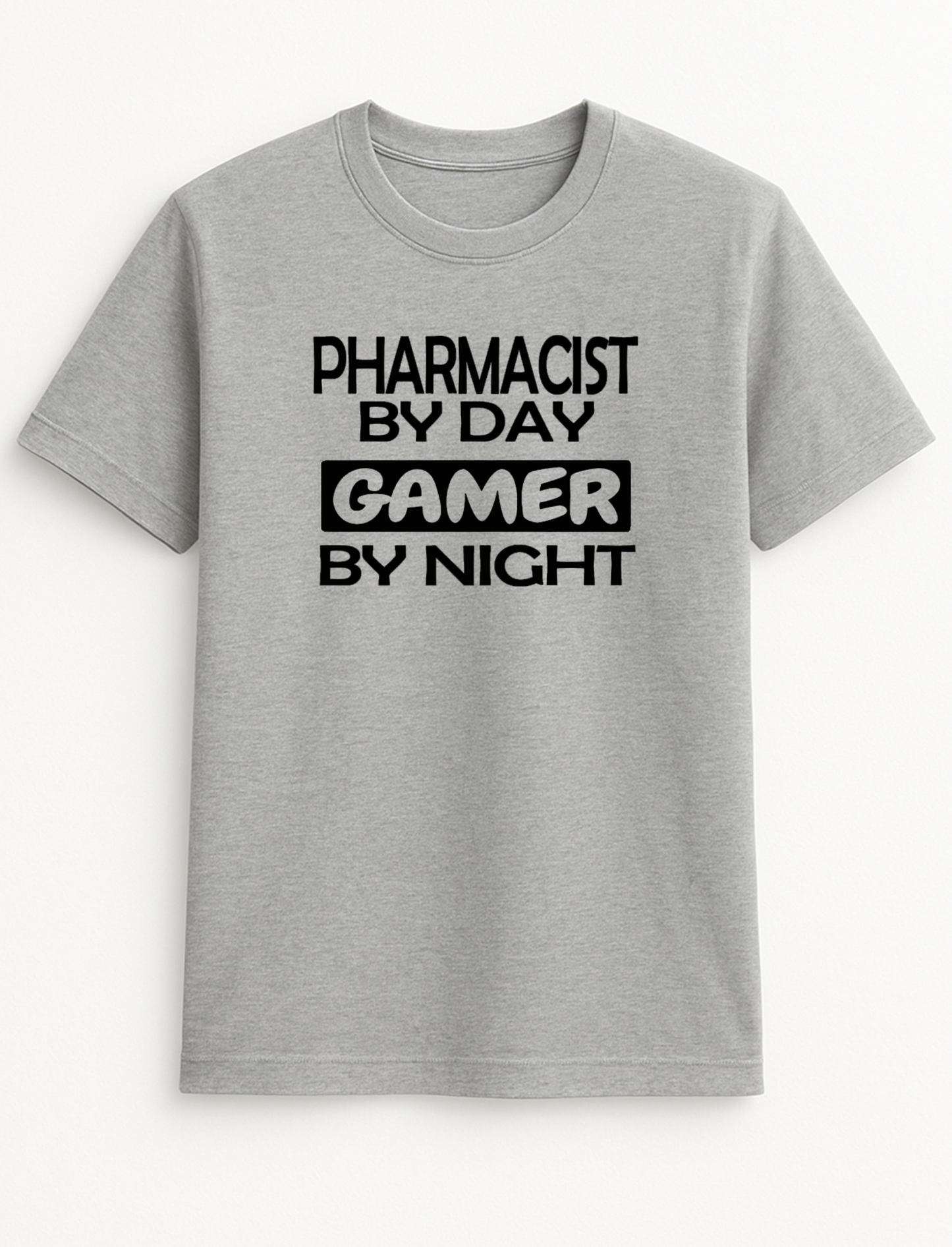 Your Job/Hobby by Day Gamer by Night Cheeky Funny Humour Slogan Personalised Colours Unisex T-Shirt Gift Black