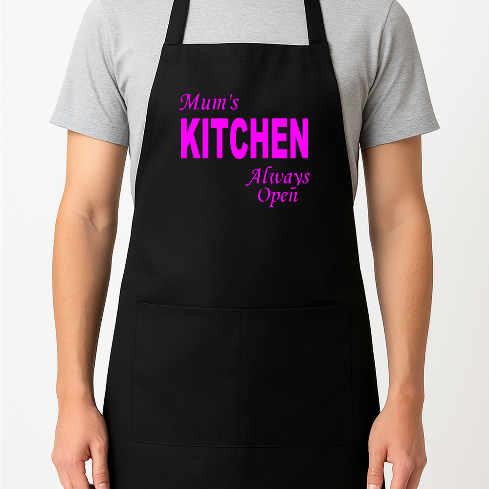 Mum's Kitchen - Always Open Personalised Apron Gift Present Barbeque Dad Mummy