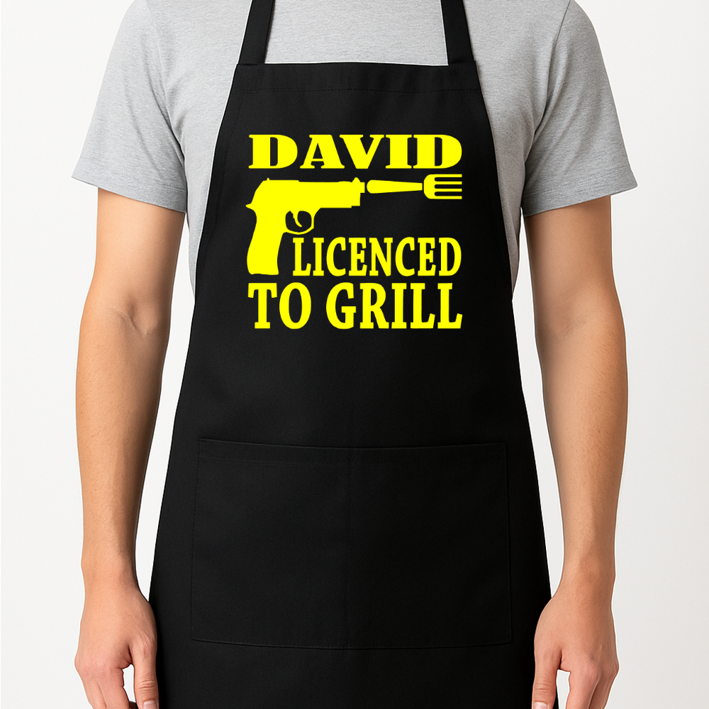 Licenced to Grill Personalised Apron Gift Present Barbeque