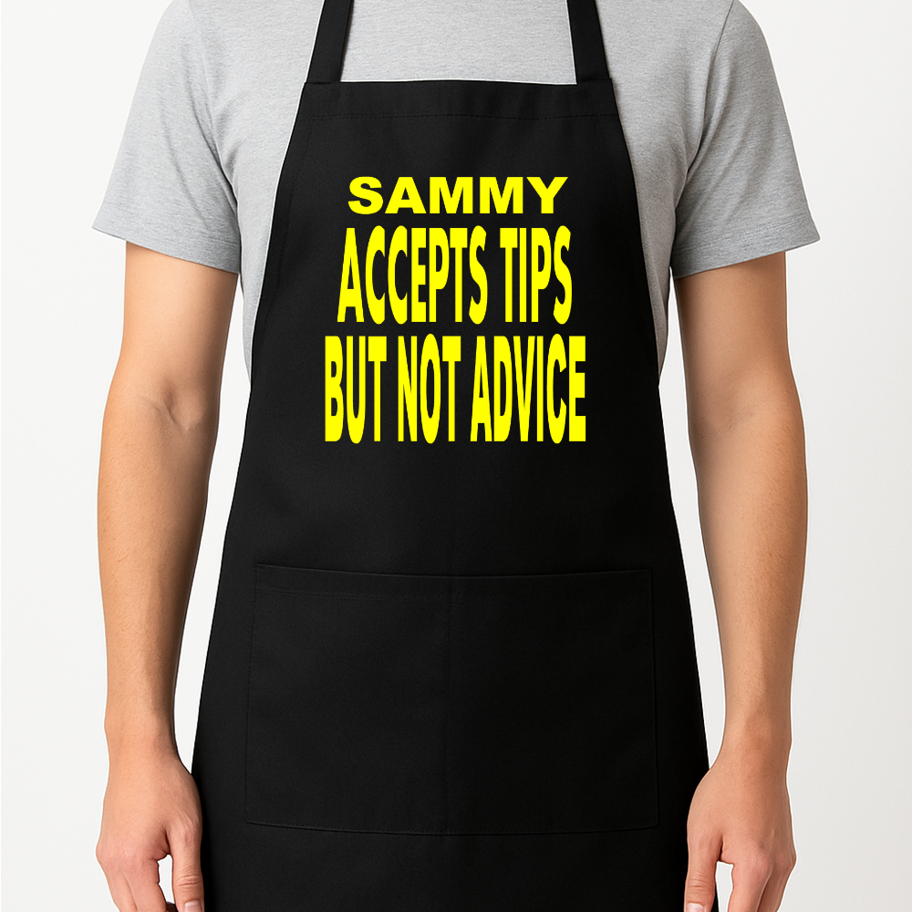 Accepts Tips But Not Advice Personalised Apron Gift Present Barbeque