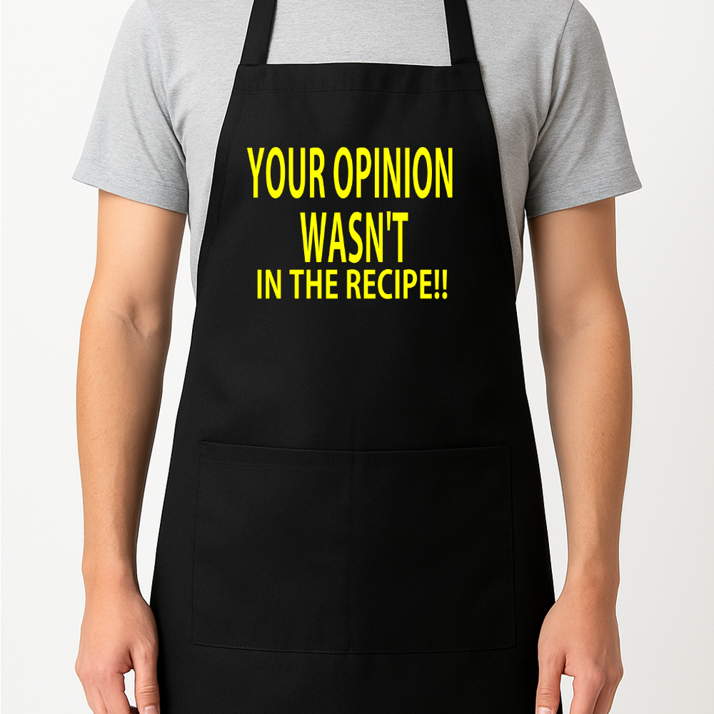 Your Opinion Wasn't in the Recipe!! Apron Gift Present Barbeque