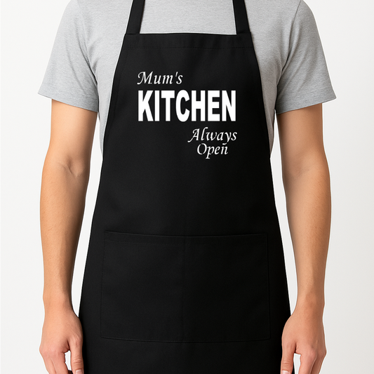 Mum's Kitchen - Always Open Personalised Apron Gift Present Barbeque Dad Mummy