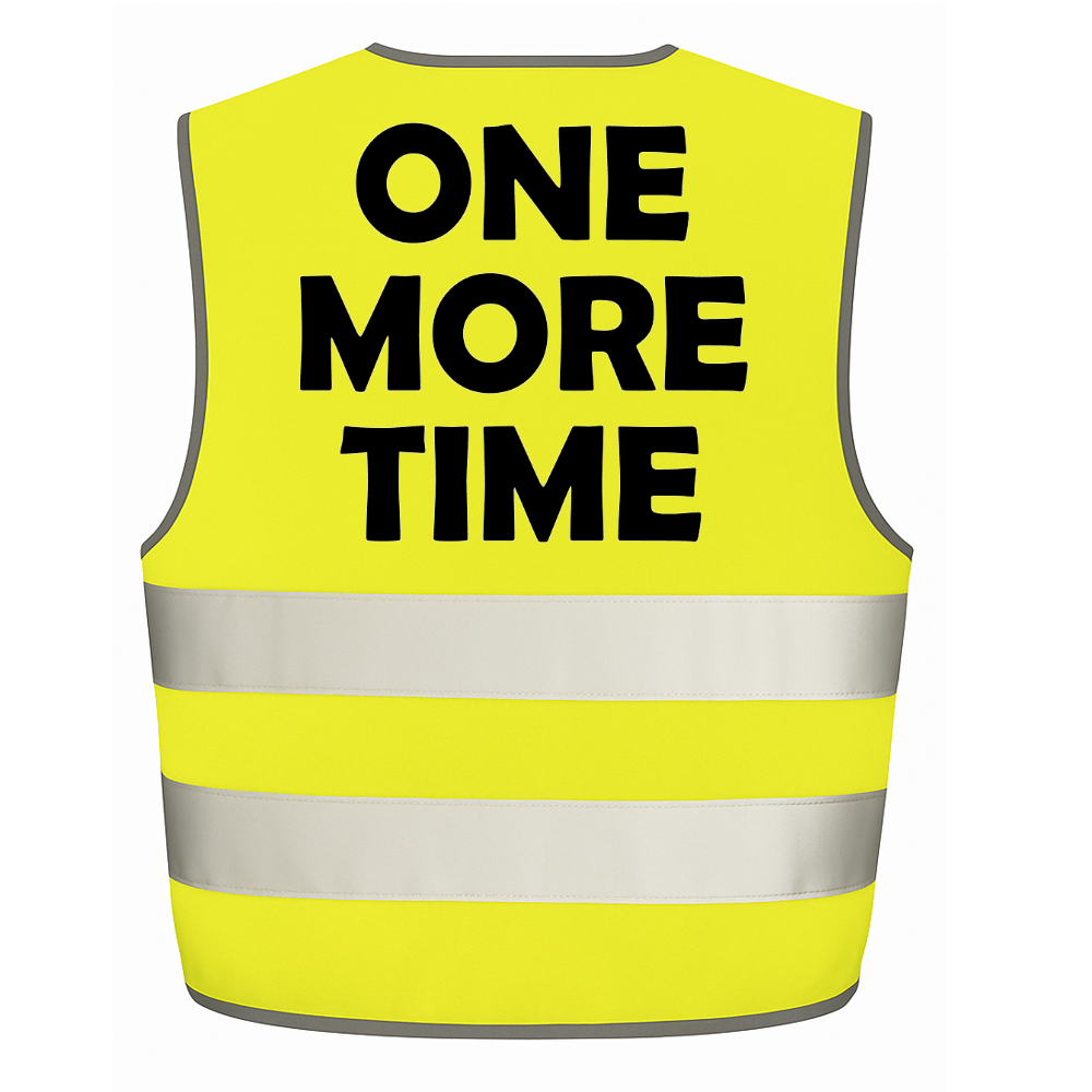 One More Time - Viggo Venn printed Hi Visibility vest BGT - Britains Got Talent