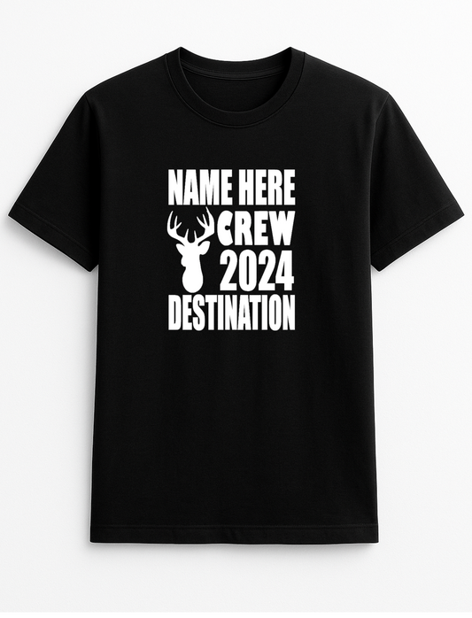 Stag Crew Personalised Name Your Destination and Year Customised Slogan T-Shirt Gift