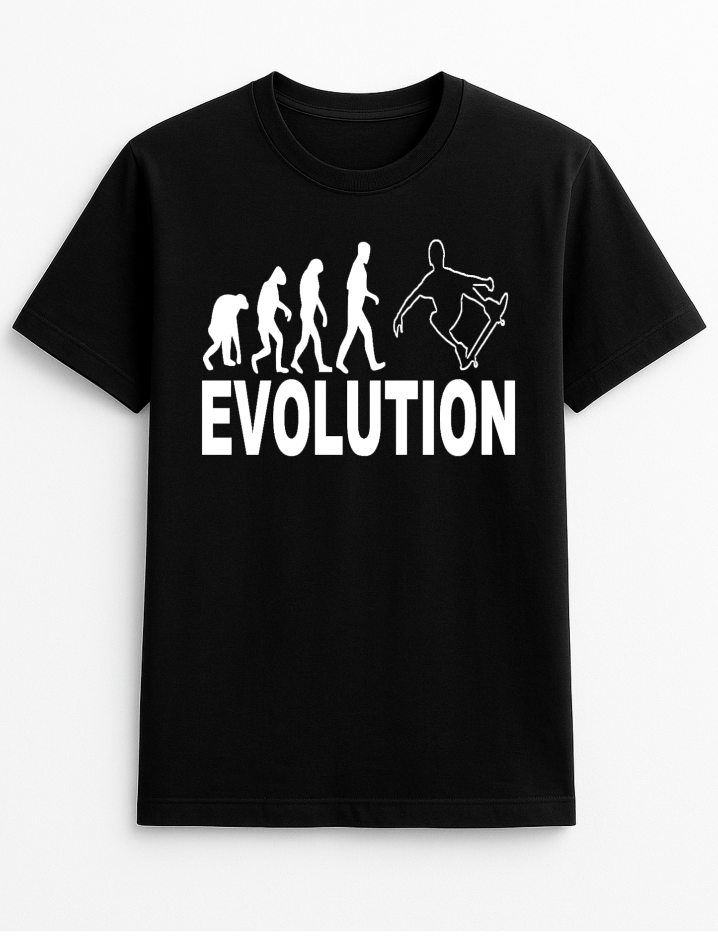 Evolution Skateboard Humorous Funny Slogan Personalised Colours Unisex T-Shirt Gift Black