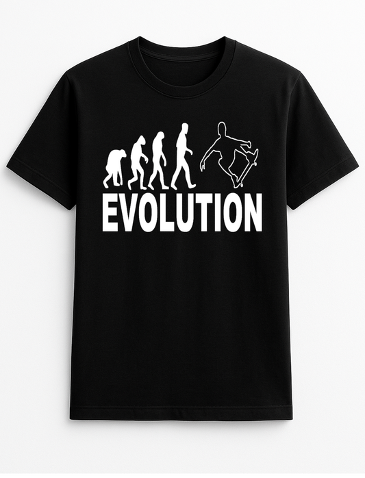 Evolution Skateboard Humorous Funny Slogan Personalised Colours Unisex T-Shirt Gift Black