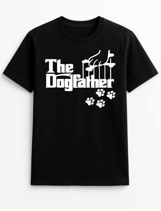 The Dogfather Humorous Funny Novelty Personalised Colours Slogan Unisex T-Shirt Top Tee Gift Black