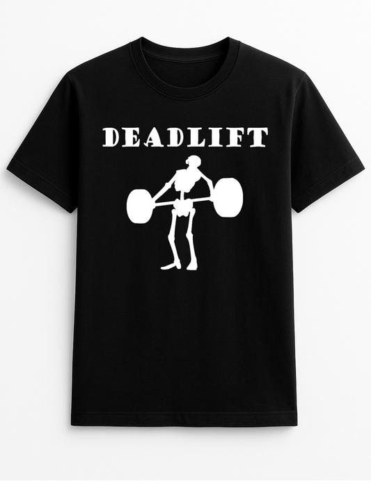 Deadlift Skeleton Weight Lifting Bodybuilding Humorous Funny Novelty Personalised Colours Slogan Unisex T-Shirt Black