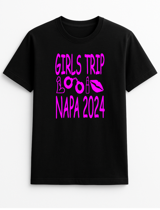 Ladies Girls Trip Fun Naughty Personalised Destination and Year Slogan T-Shirt Gift