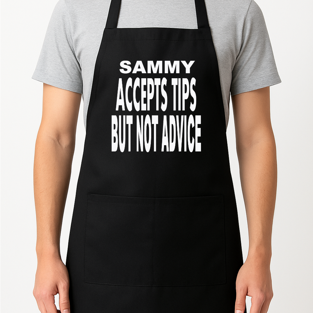 Accepts Tips But Not Advice Personalised Apron Gift Present Barbeque