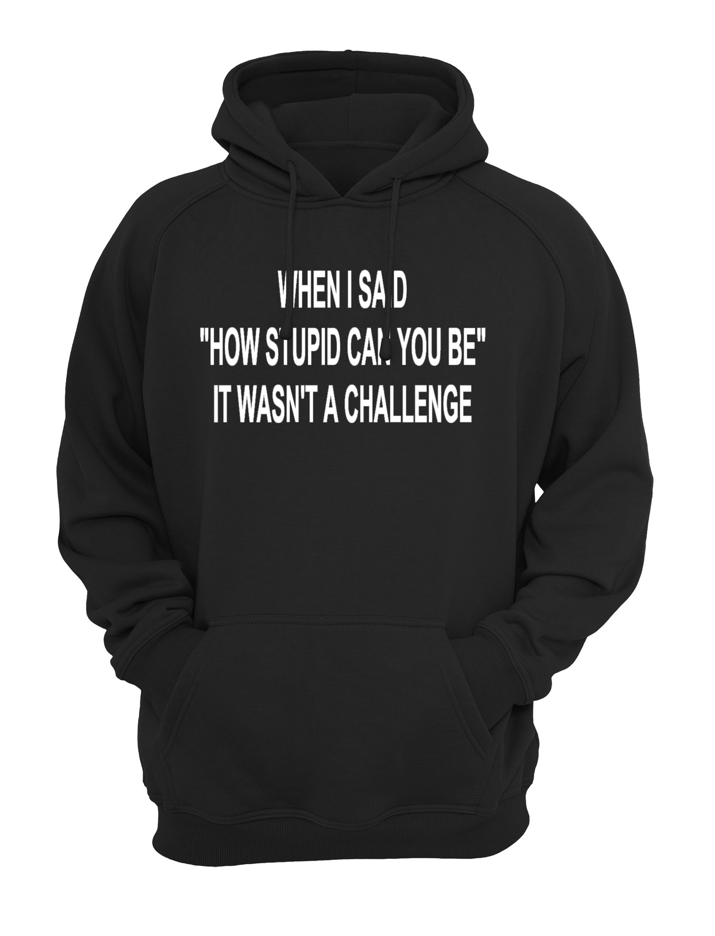When I Said How Stupid Can You Be, It Wasn't a Challenge Slogan Unisex Casual Novelty Hoody Hoodie Sweatshirt Black