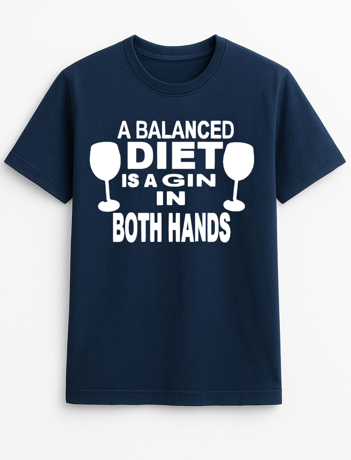 A Balanced Diet is A Gin in Each Hand Humorous Funny Personalised Slogan Unisex T-Shirt Gift Black