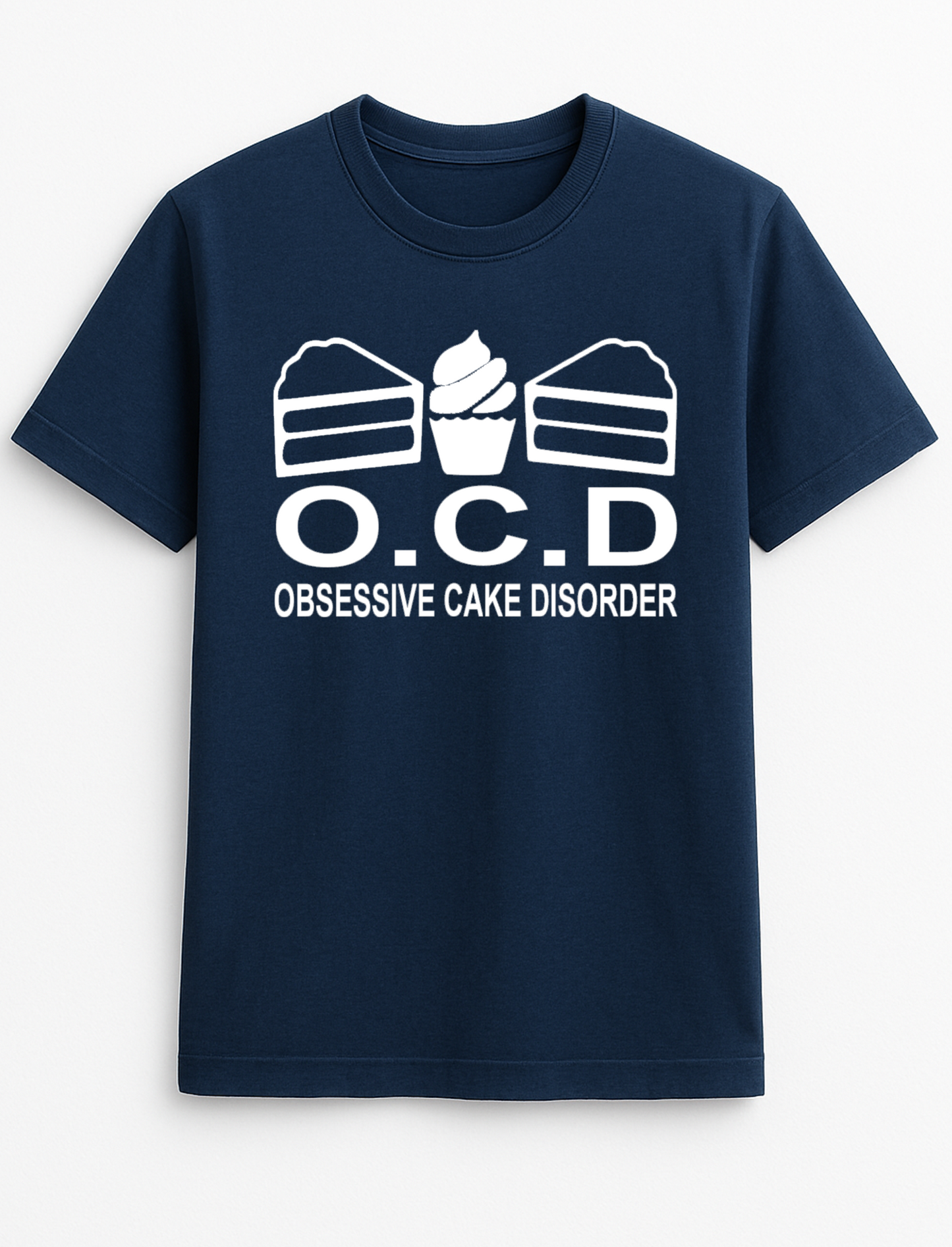 O.C.D.'Obsessive Cake Disorder' Slogan Funny Humour Slogan Personalised Colours Unisex T-Shirt Gift Black