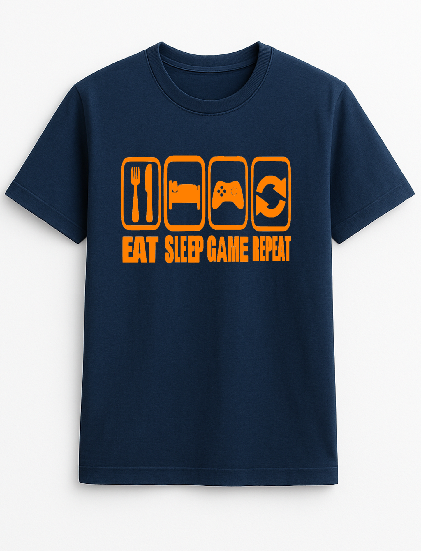 Eat Sleep Game Repeat Humorous Funny Personalised Slogan Unisex T-Shirt Gift Black