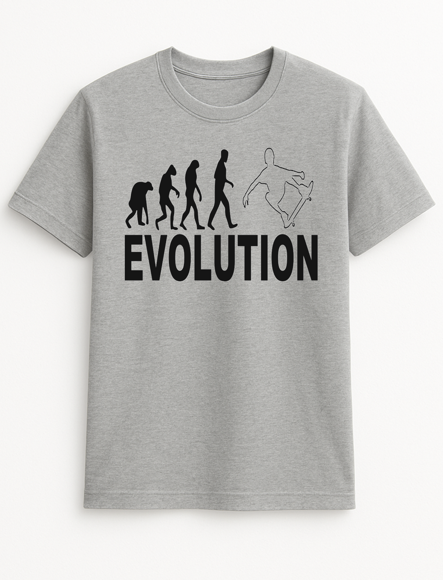 Evolution Skateboard Humorous Funny Slogan Personalised Colours Unisex T-Shirt Gift Black