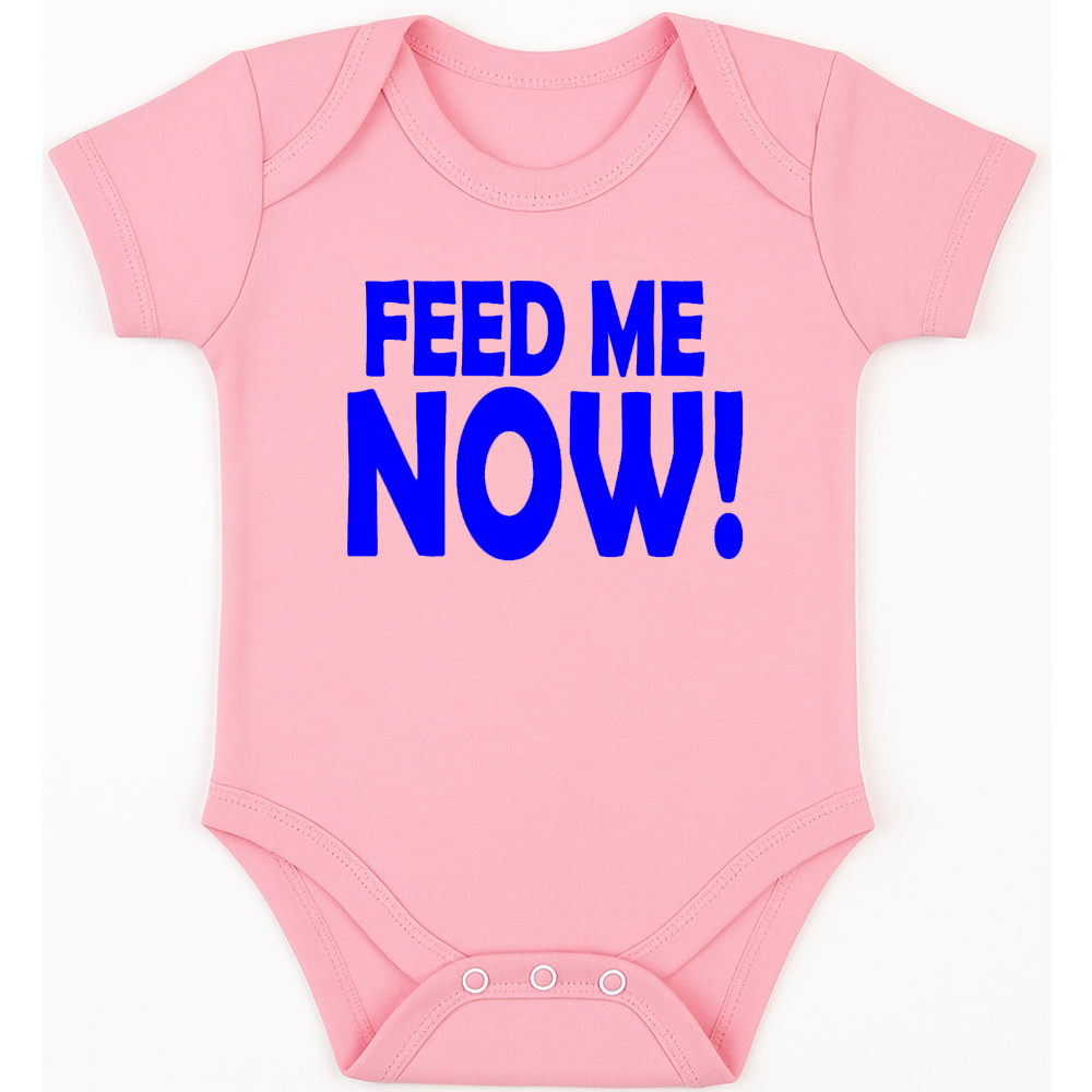 FEED ME NOW! funny, novelty, baby suit, baby grow, christening gift