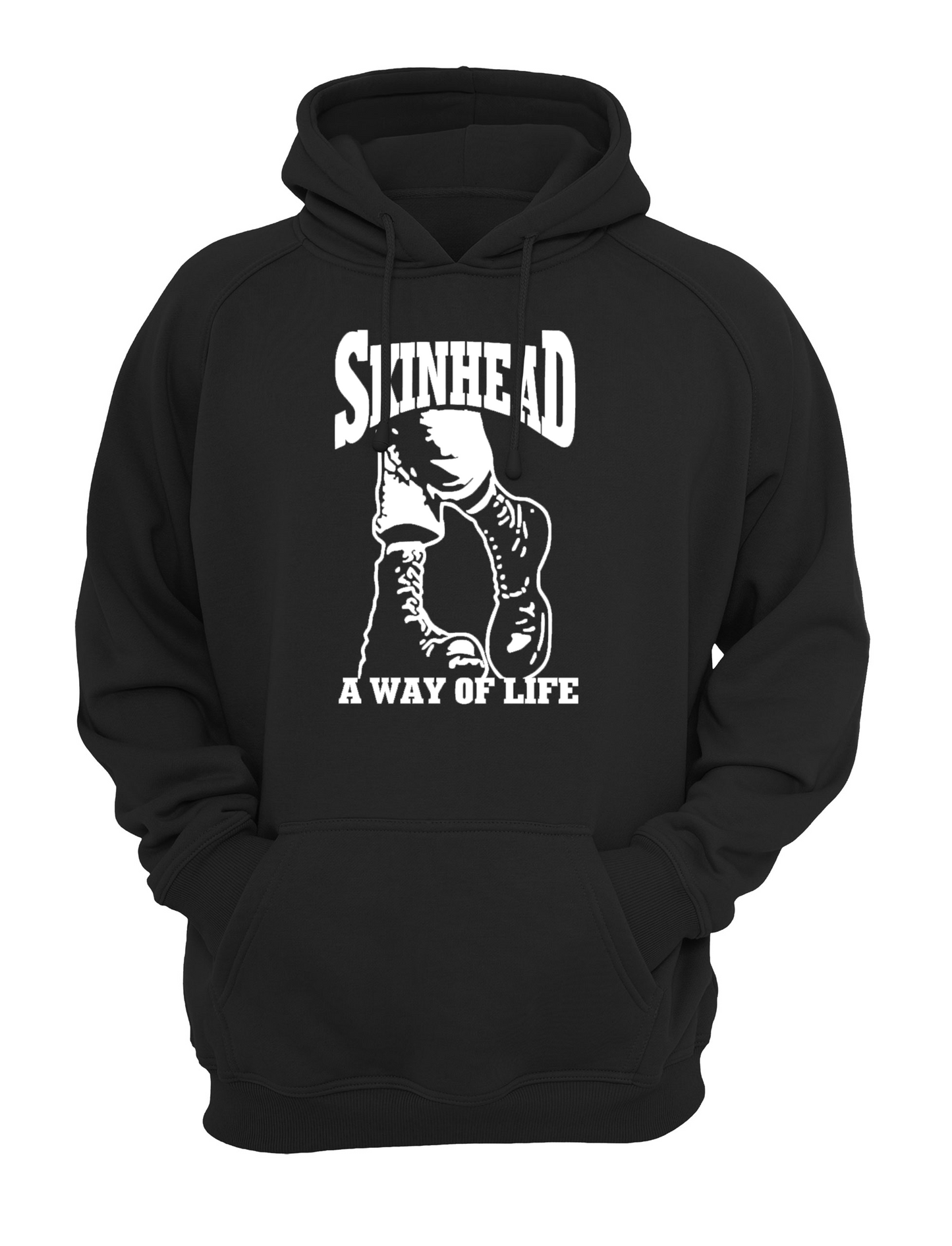 Skinhead - A Way of Life (Boots) Slogan Unisex Casual Novelty Hoody Hoodie Sweatshirt Black