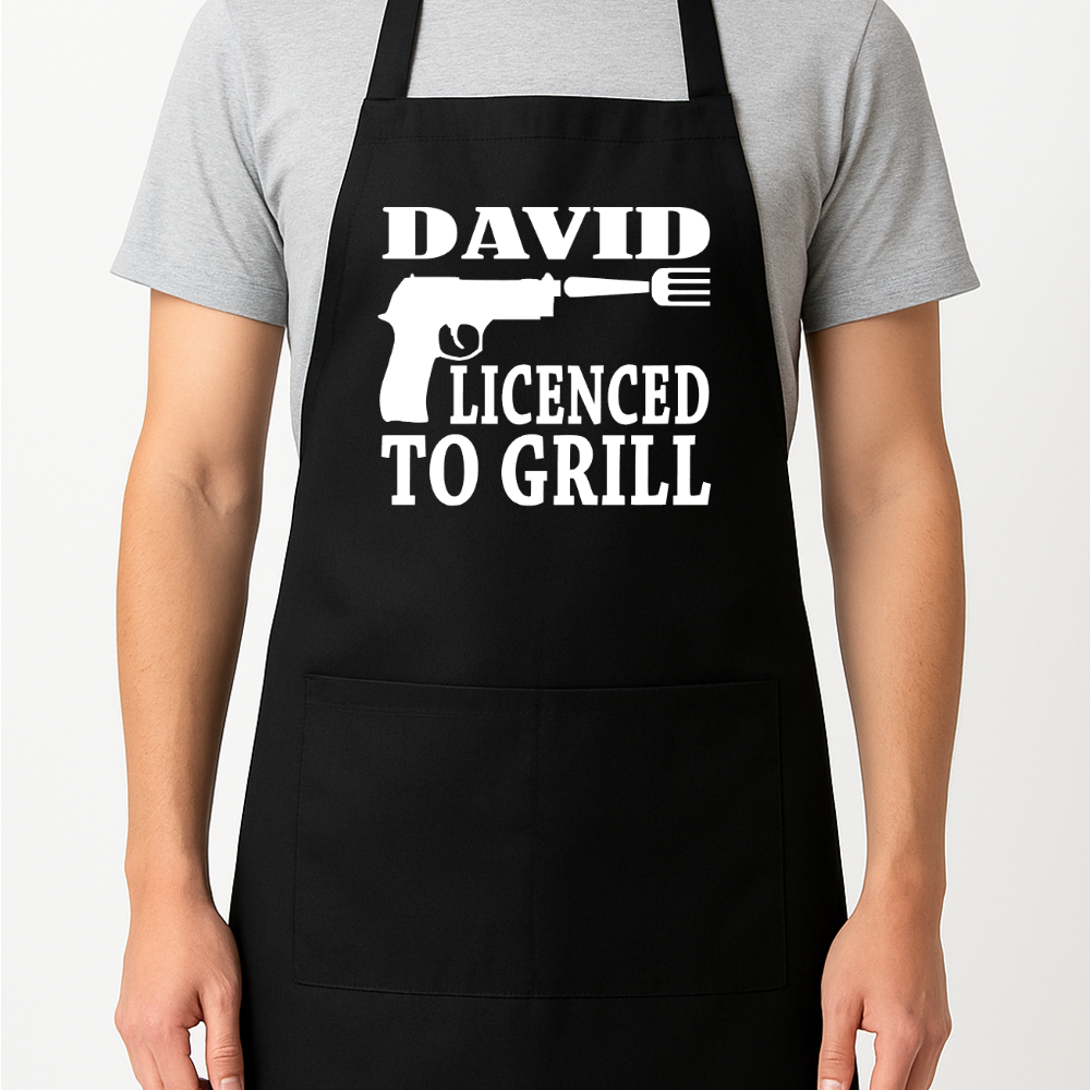 Licenced to Grill Personalised Apron Gift Present Barbeque