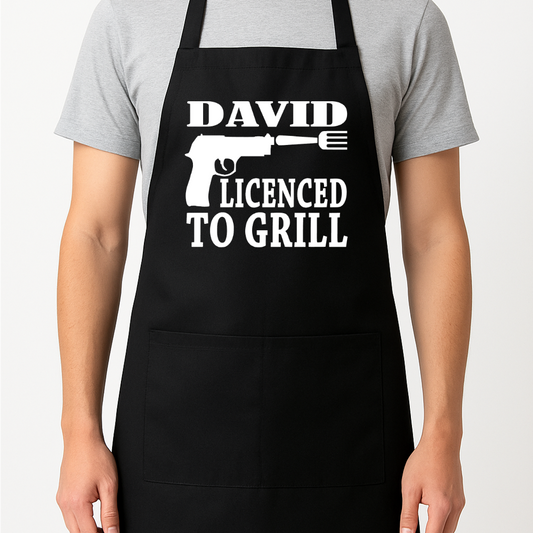 Licenced to Grill Personalised Apron Gift Present Barbeque