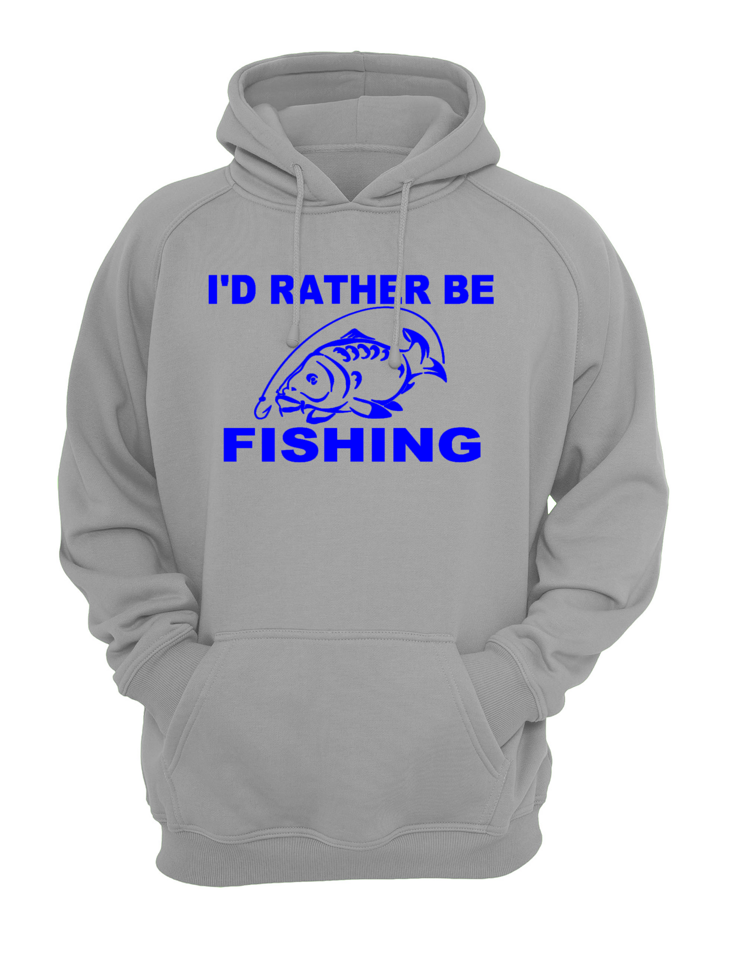 I'd Rather Be Fishing Slogan Unisex Casual Novelty Hoody Hoodie Sweatshirt Black