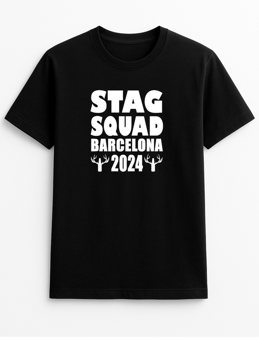 Stag Squad Your Destination and Year Customised Slogan T-Shirt Gift