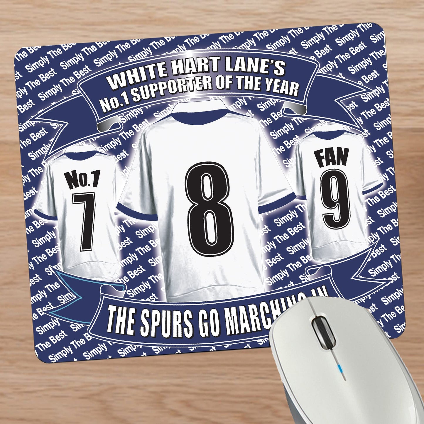 Tott Football Shirt Mouse Mat Gift - White, Navy Blue - Rectangular