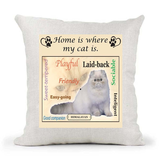 Himalayan Breed Home is Where My Cat is Country Canvas Style Cushion Cover Gift