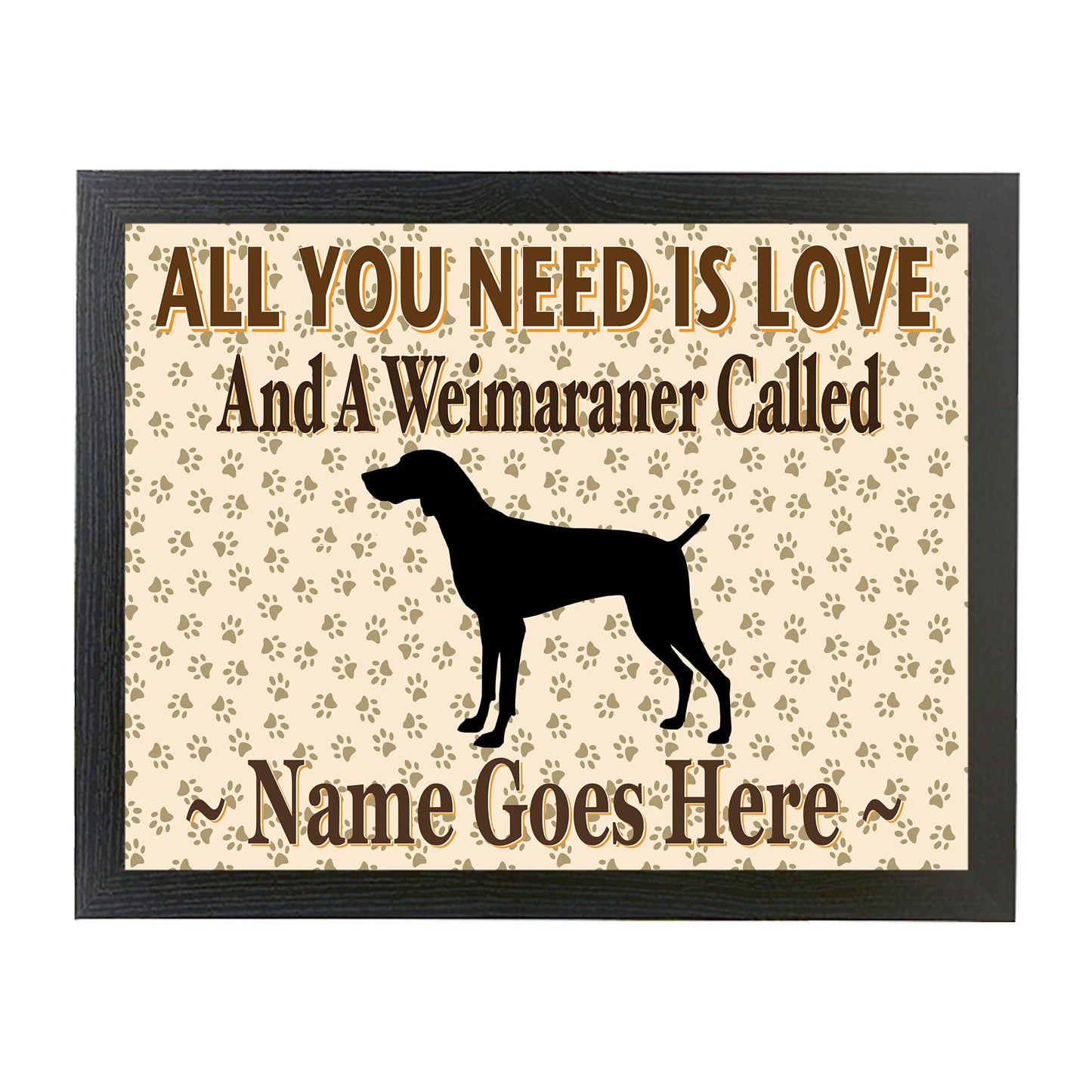 All You Need Is Love and a Weimaraner Personalised Dog Breed Cushion Lap Tray Bean Bag Gift