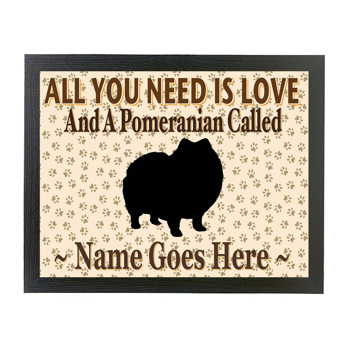 All You Need Is Love Pomeranian Personalised Dog Breed Cushion Lap Tray Bean Bag Gift