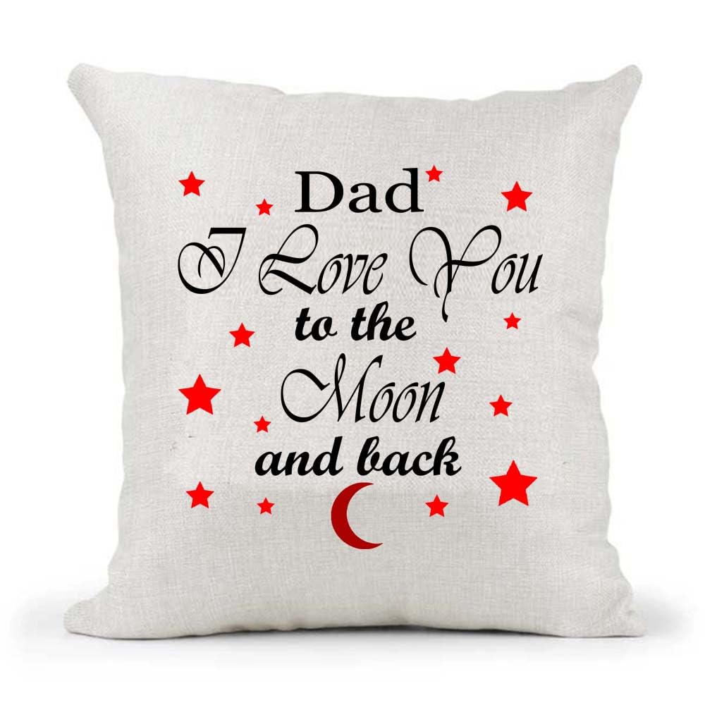 Personalised Your Name I love you to the moon and back poem Mother's Father's Day Birthday Present Country Canvas Style Cushion Cover Gift