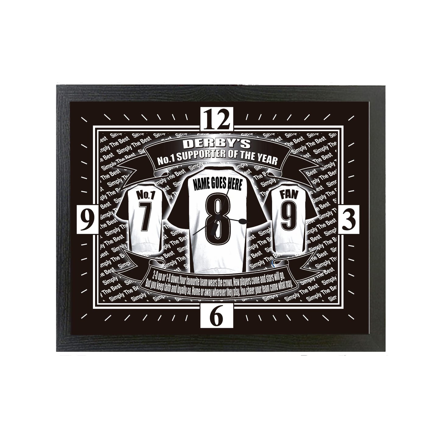 Derby Football Shirt Personalised Clock Gift Present
