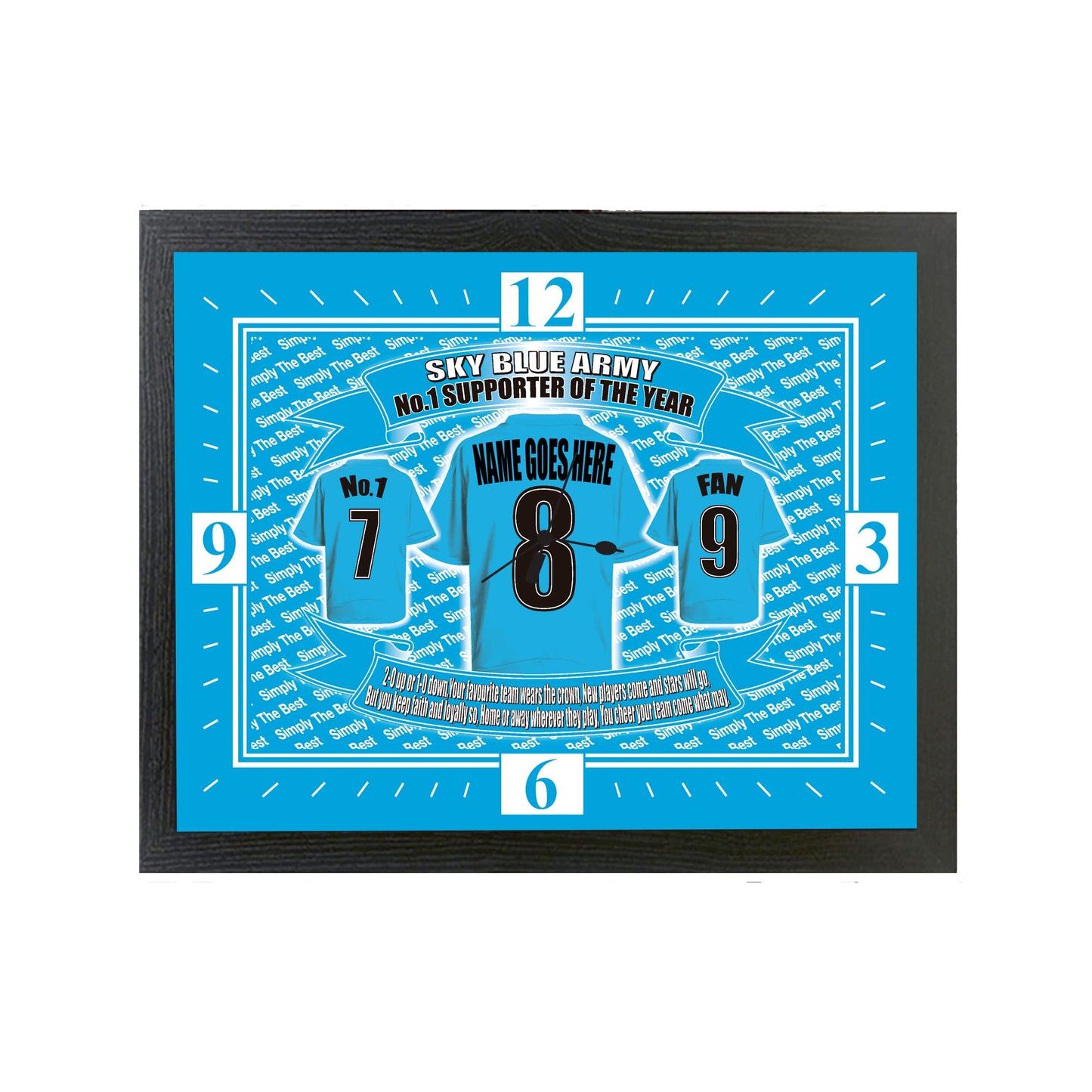 Coventry Football Shirt Personalised Clock Gift Present