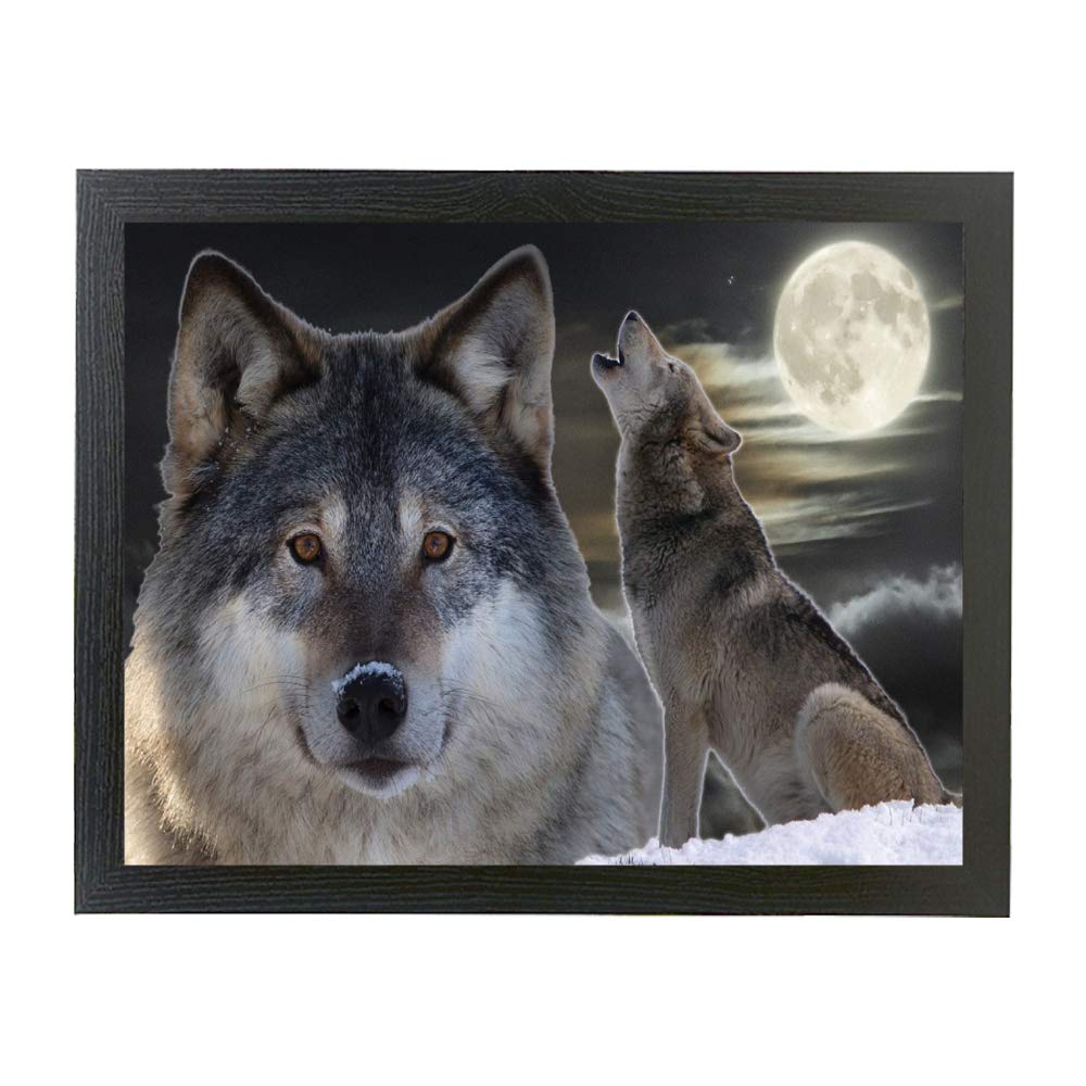Wolves at night with a wolf howling gift lap tray