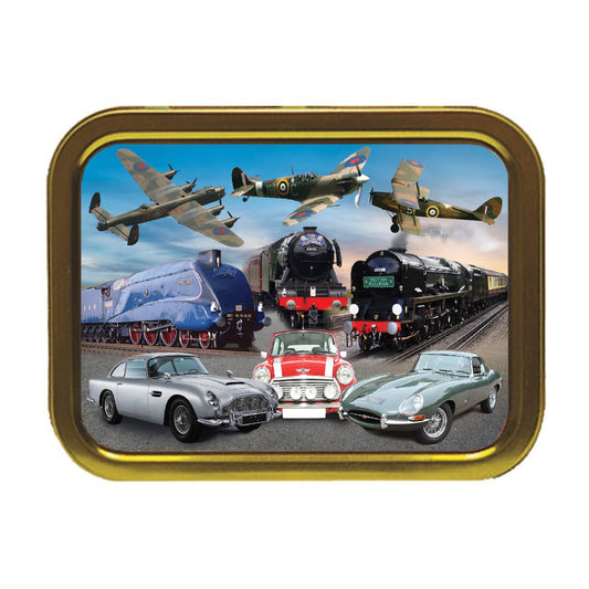Planes Trains and Automobile Classic Car & Transport Icons Tobacco Storage Tin & Products