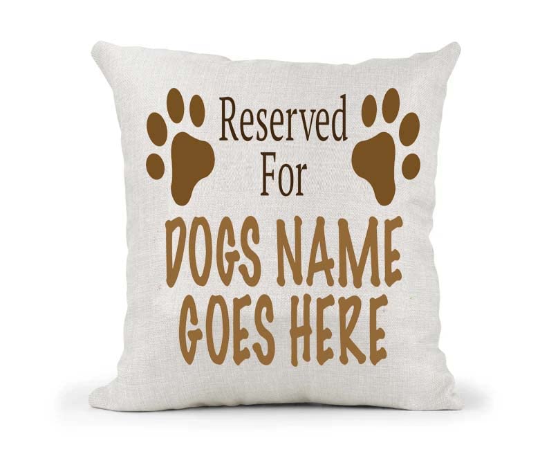Reserved For Dog Personalised Pets Name Naturally Woven Linen Style Cushion Cover Pillow Gift