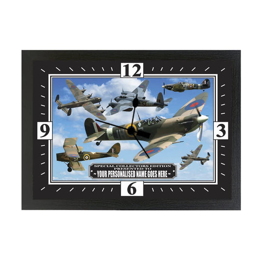 Spitfire, Lancaster and War Planes Personalised Gift Clock