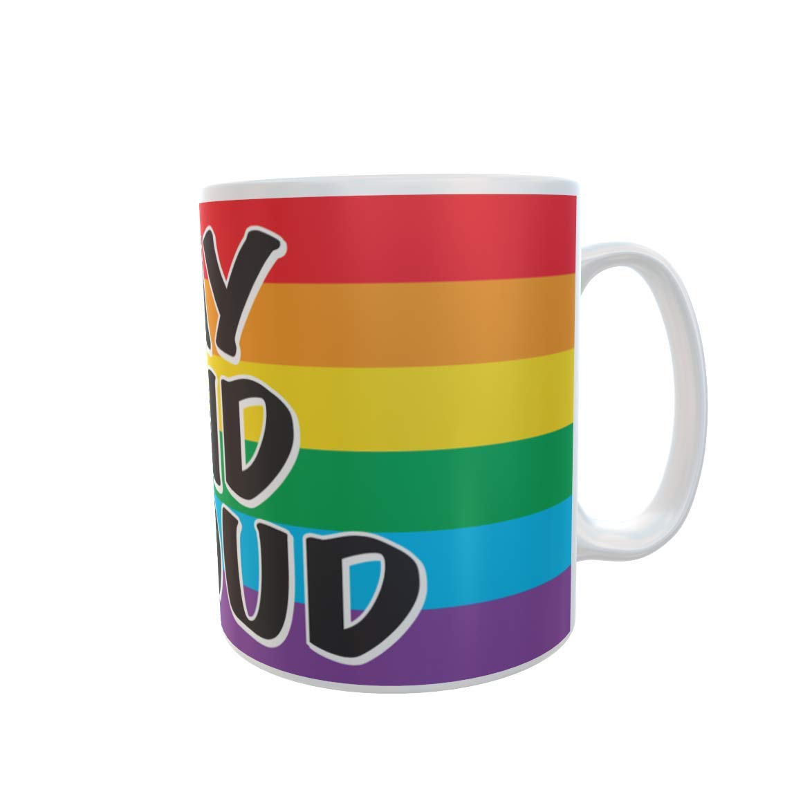 Gay and Proud Rainbow Stripe Ceramic Gift Mug