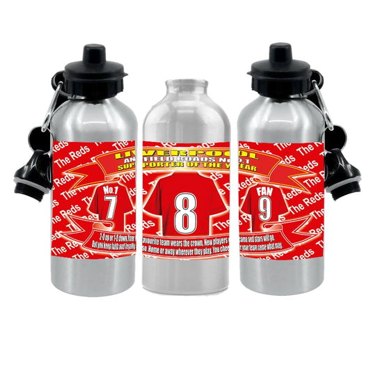 The Reds Football Shirt Silver Aluminium Two Lid Unisex Water Bottle Gift team-Liverpool