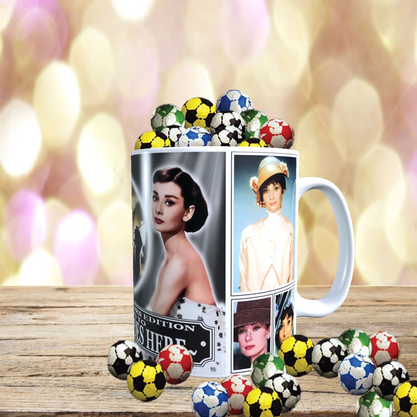 Hepburn Personalised Movie Icon Mug with Choice of Sweets Gift