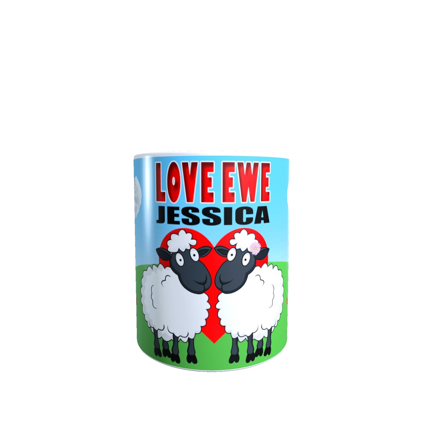 Love Ewe Personalised Two Cute Female Sheep Ceramic Mug Gift