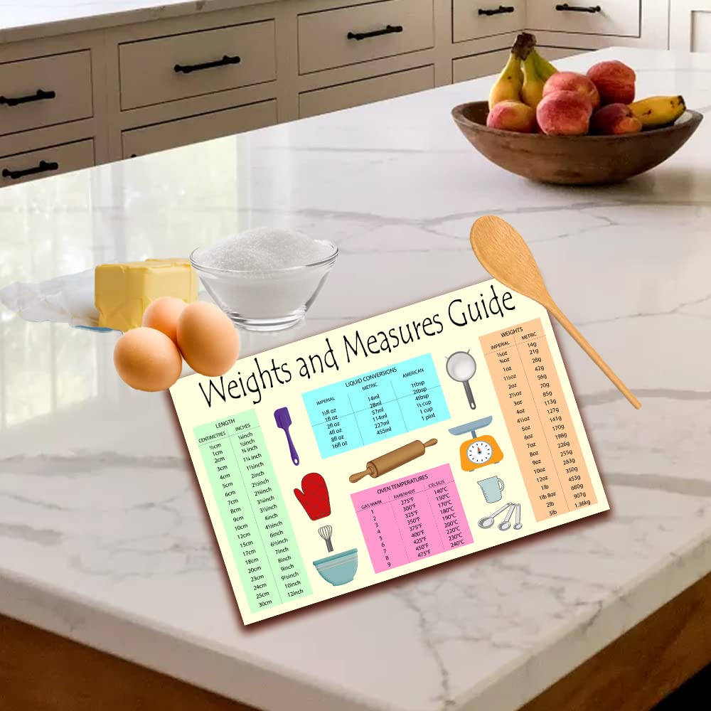 Weights and Measures Toughened Glass Heat Resistant Worktop Saver Cutting and Chopping Board Gift