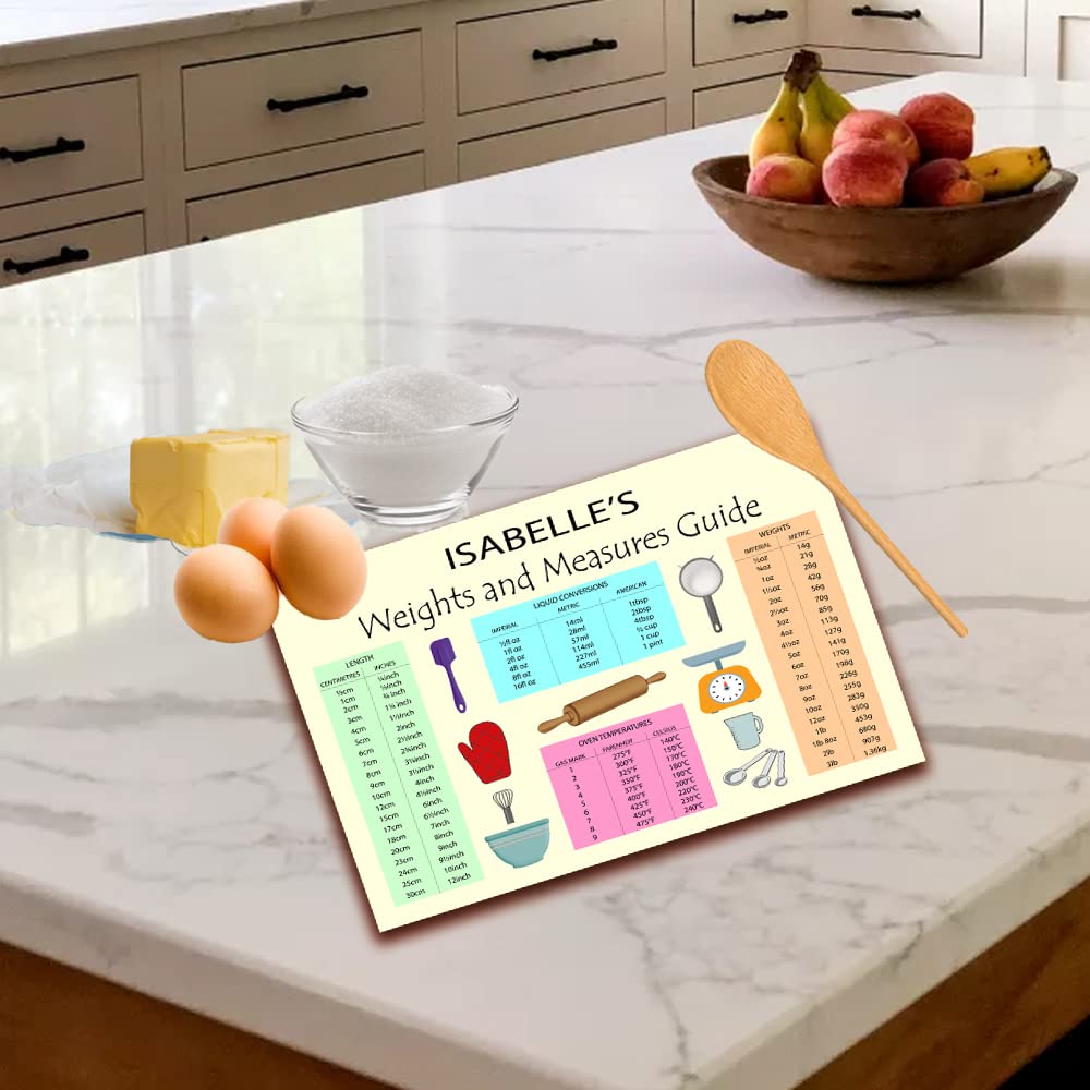 Weights and Measures Personalised Toughened Glass Heat Resistant Worktop Saver Cutting and Chopping Board Gift