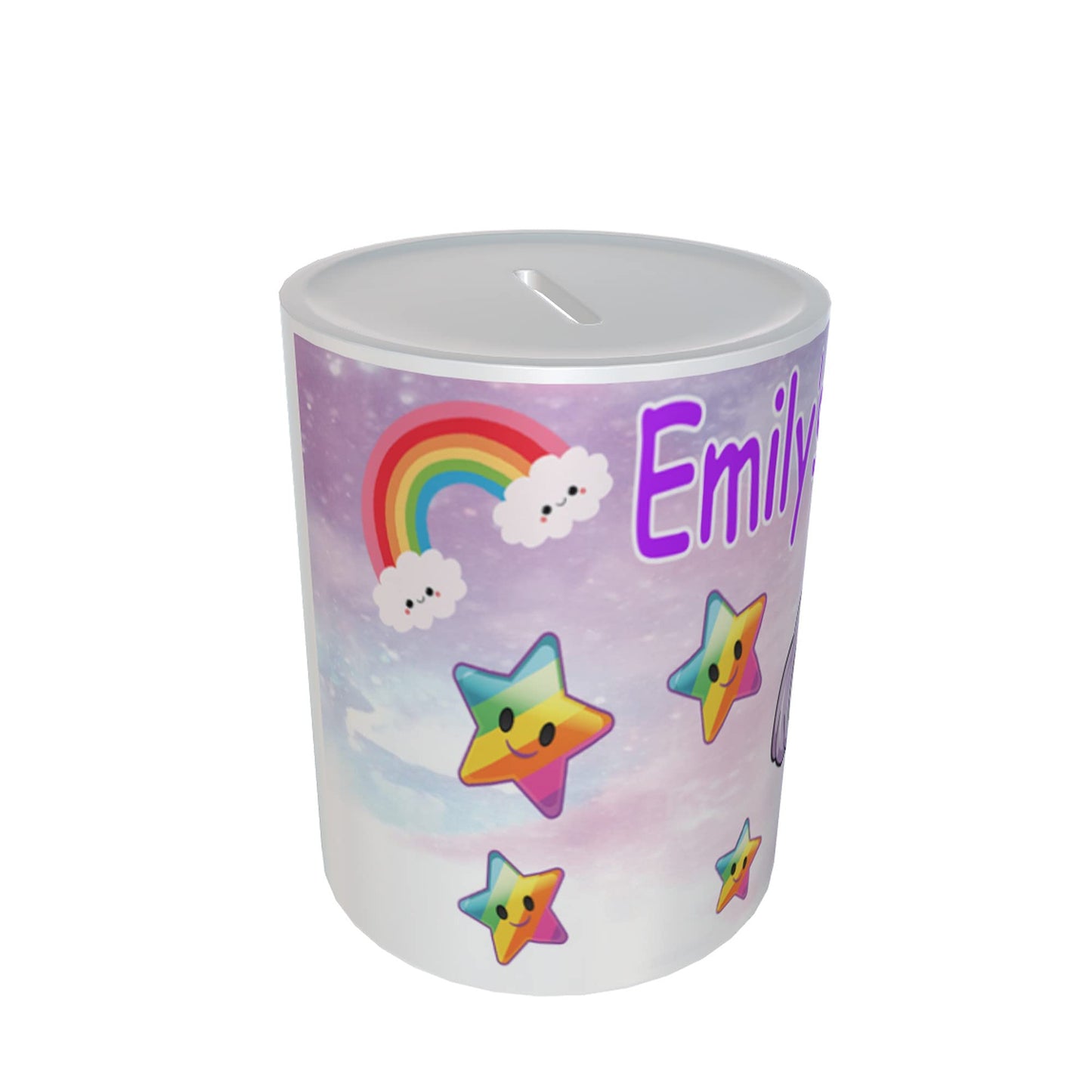 Personalised Kids Magical Unicorn & Rainbows Ceramic Piggy Bank Money Box Gift