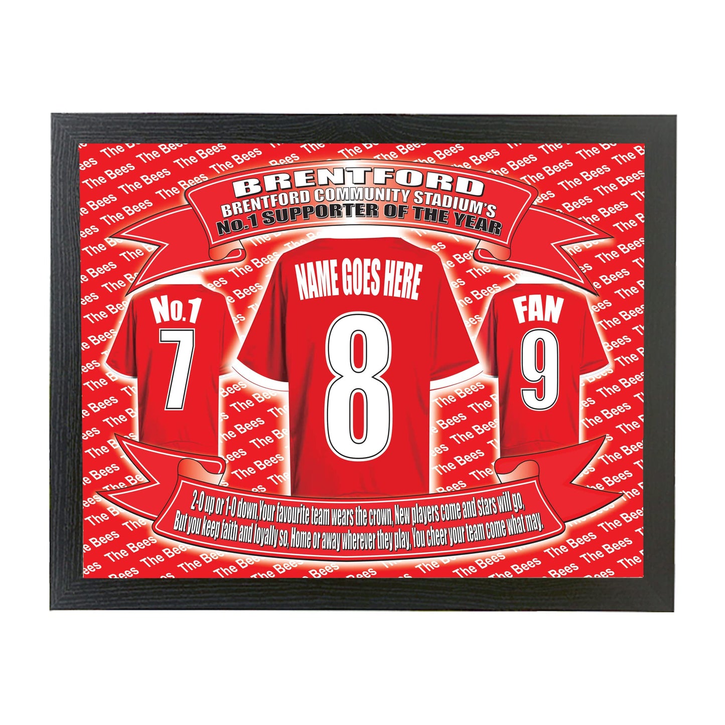 Brentford Football Shirt Personalised Lap Tray Gift